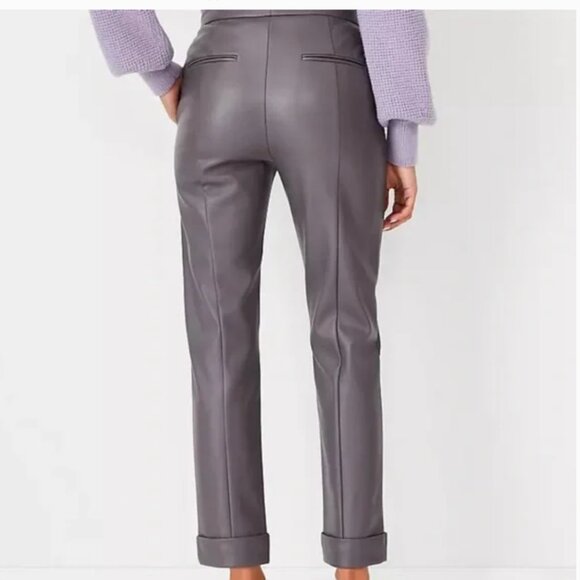 Ann Taylor Faux Leather Fresh Graphite High Waist Ankle Pant NWT - Picture 2 of 13